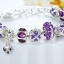 สร้อยข้อมือ Diy สไตล์ Pandora สร้อยข้อมือ ผู้หญิง Hand made ร้อย คริสตัล แท้ ลายดอกไม้ คริสตัล กลม ห้อยจี้หัวใจ แทนใจ 814030