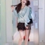 เสื้อไหมพรมถัก แต่งลายดอกไม้ สีขาวครีม กระดุมไม้ แบบสวยน่ารักมากเลยคะ