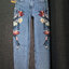 Topshop กางเกงยีนส์ กางเกงทรงตรง แต่งลายปักดอกไม้ เนื้อผ้าสวยทิ้งตัว topshop ยีนส์