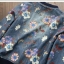 เสื้อแจ็คเก็ต เสื้อคลุม ผ้ายีนส์ฟอก ลายดอก ขาวฟ้า แต่งจั๊มพ์แขนเอว สวย เท่ห์ สินค้างานญี่ปุ่นคะ Size M