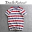 Deus เสื้อยืดแขนยาว คอกลม ลายขวาง สีน้ำเงินแดง ผู้ชาย แบรนด์ DEUS แท้ คะ Size XL สำเนา สำเนา น้ำเงินแดง