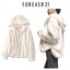 Forever21 เสื้อเฟอร์กันหนาว หมวกฮู้ด เสื้อขน แบรนด์ forever21 (FLUFFY COAT) ขาว