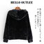 Hello Outlee เสื้อเฟอร์กันหนาว หมวกฮู้ด เสื้อขน แบรนด์ Hello outlee เนื้อนิ่ม นุ่มมาก สำเนา ดำ