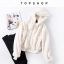 Top shop เสื้อเฟอร์กันหนาว หมวกฮู้ด เสื้อคลุมขน สีขาว ขนนิ่มฟู นุ่มมากคะ แบรนด์Top shop ขาว