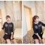 เสื้อแจ็คเก็ต เสื้อคลุม เสื้อกันหนาวทรงเบสบอล สีดำ แต่งขอบขาว แขนเอวจั๊มพ์ size L