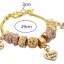 สร้อยข้อมือ Diy สไตล์ Pandora สร้อยข้อมือทอง ร้อย เม็ดบีด กลม สีทอง สลับ Rose Gold ฝังเพชร CZ คริสตัล ห้อย หัวใจ ของขวัญให้แฟน สุดหรู 706031