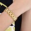 สร้อยข้อมือ กำไลข้อมือ สแตนเลสแท้ สีทอง พรีเมี่ยม ฝังเพชร CZ AAA ลายดอกไม้ ใจกลาง สีน้ำเงิน 643330