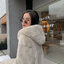 Zara เสื้อเฟอร์กันหนาว หมวกฮู้ด เสื้อขน FLUFFY Coat แบรนด์ Zara ดำ / เบจ
