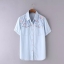 เสื้อเชิ๊ตยีนส์ แขนสั้น แต่งกระดุมผ้า สียีนส์ซีดน่ารักมากคะ สินค้างาน ญี่ปุ่นคะ sizeM