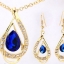 Set เครื่องประดับเข้าชุด สร้อยคอ พร้อมต่างหู ระย้า สร้อยคอ ห้อยจี้เพชร Blue Sapphire สีน้ำเงิน เพชรหยดน้ำสุดหรู ใส่ออกงาน เพชร CZ 970966_1