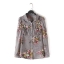เสื้อเชิ๊ตชีฟอง สีเทา ลายดอก สวยหรู แบรนด์เนมBLOUSON