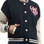เสื้อวอร์ม เบสบอล แจ็คเก็ต LOVE TO LOUNGE varsity Baseball Jacket Disney เสื้อมินนี่ มิคกี้ minnie mickey แขนยาว สีเทา ลายการ์ตูน MINNIEงานสวย มากคะ สำเนา สำเนา สำเนา สำเนา สำเนา เทา