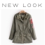 เสื้อทหาร ฮูท เสื้อนอกสีเขียวทหาร NEW LOOK แต่งลายปักแขน มีซับด้านใน งานสวย เท่ห์มากคะ Size XL/XXL/3L เขียว