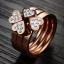 แหวน Stainless Steel แหวนสี Rose Gold ทองแดง แหวนผู้หญิง แยกเป็น 3 วง ดีไซน์ประกอบ กันเป็น ดอกโคลเว่อร์ ฝังเพชร สุดหรู มีดีไซน์ 495624