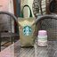 Starbuck ถุงหิ้ว ถุงใส่แก้วกาแฟ Starbuck 🥤ถุงกาแฟ ถุงหิ้ว ถุงใส่ของ ถุงstarbucks เนื้อผ้าเคลือบกันน้ำ 🥤size :29x10x12 cm