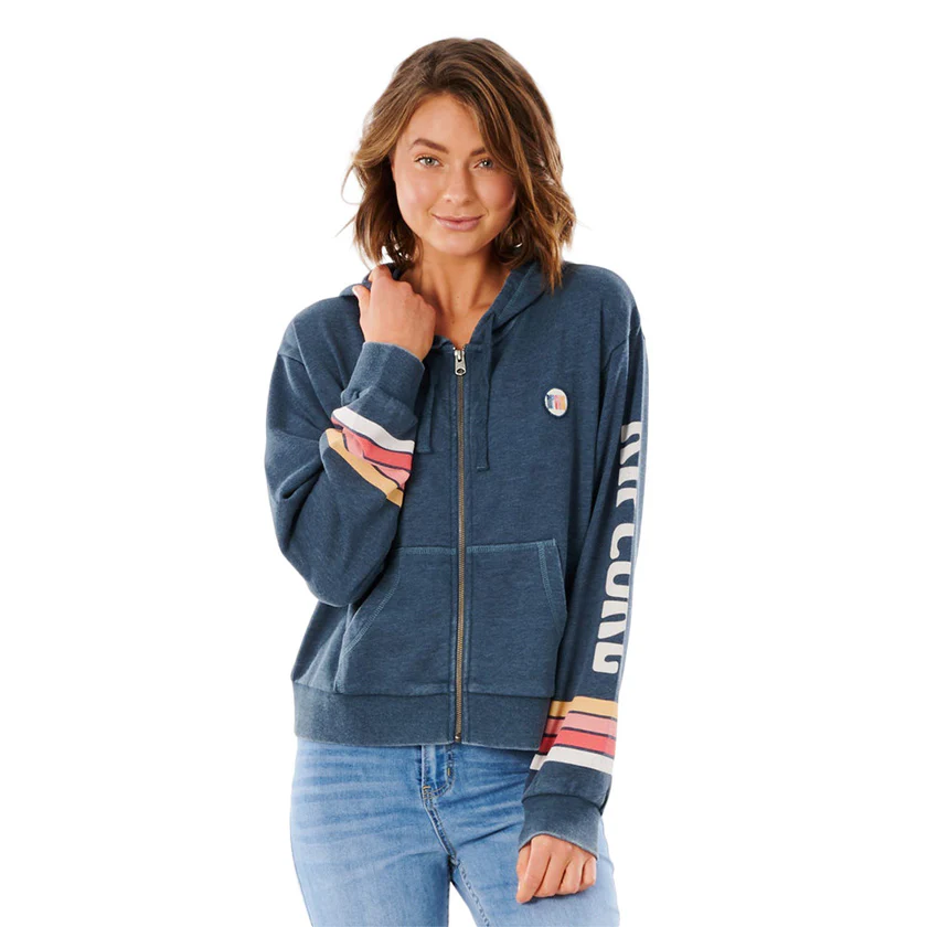 RIP CURL เสื้อแจ็คเก็ต เสื้อนอก เสื้อฮู้ดวอร์ม สีน้ำเงินคราม ฟอก แบรนด์ RIP CURL Hoodie zipper navy rip curl น้ำเงิน