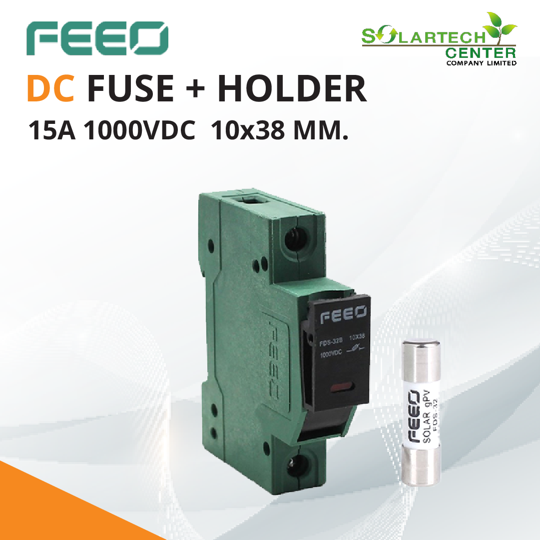 Feeo dc fuse holder with light 15a 1000vdc 10x 38 mm 